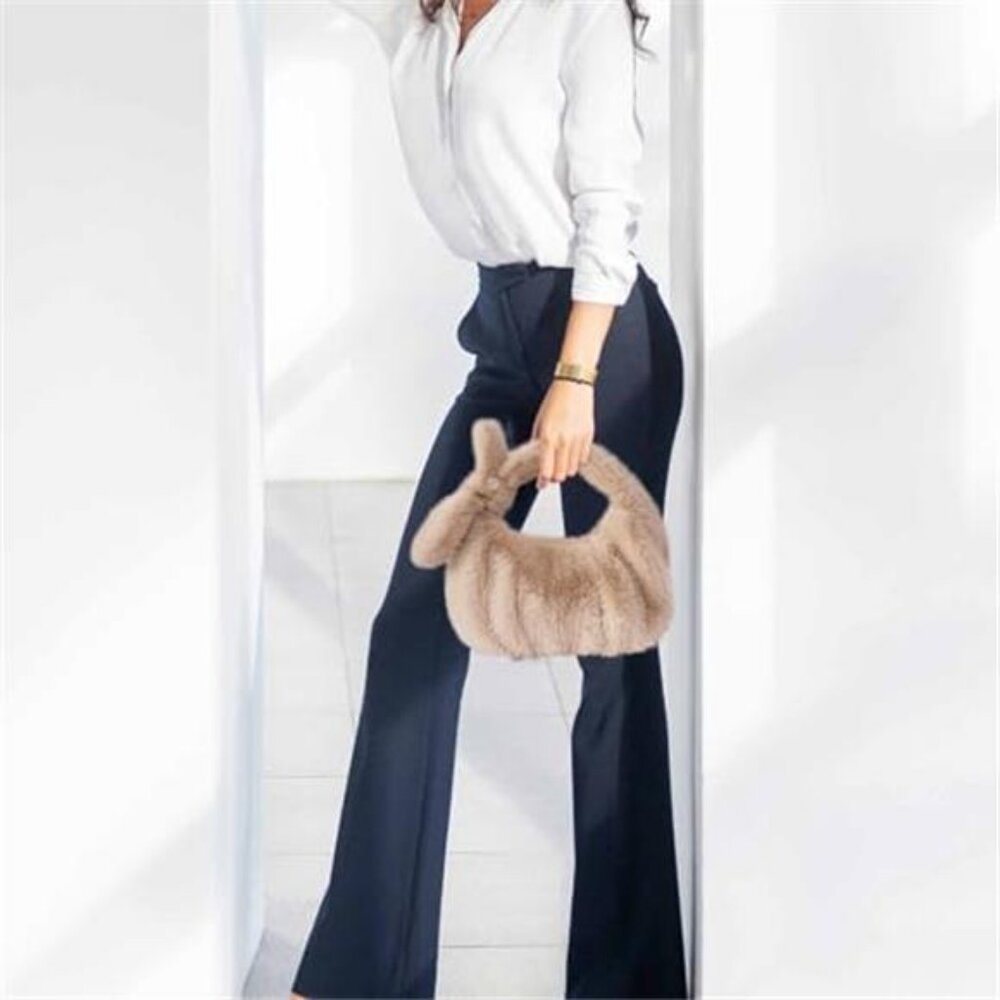 Women's Furry Tote Bag Faux Fur Cute Mini Bags Plush Small Purse Autumn - Picture 3 of 6